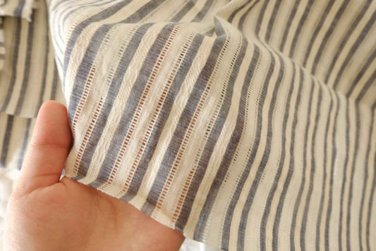 Blue Stripe Openwork Cotton Jacquard – 1.64 yd
