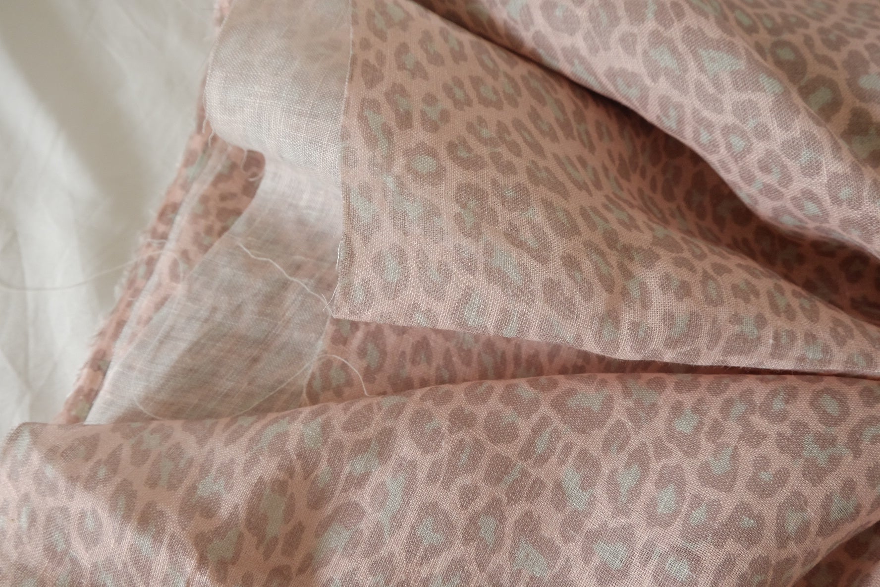 Blush Leopard Print Pure Linen Fabric – 1.6 yd