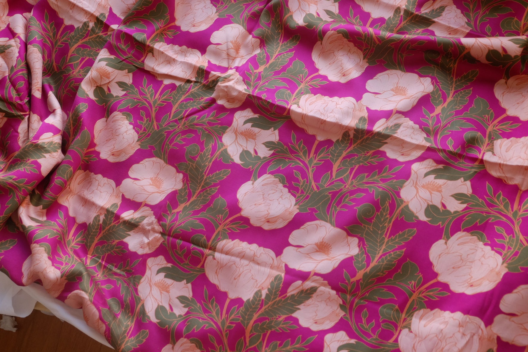 Fuchsia Botanical Cotton Rayon Sateen – 3.3 yd