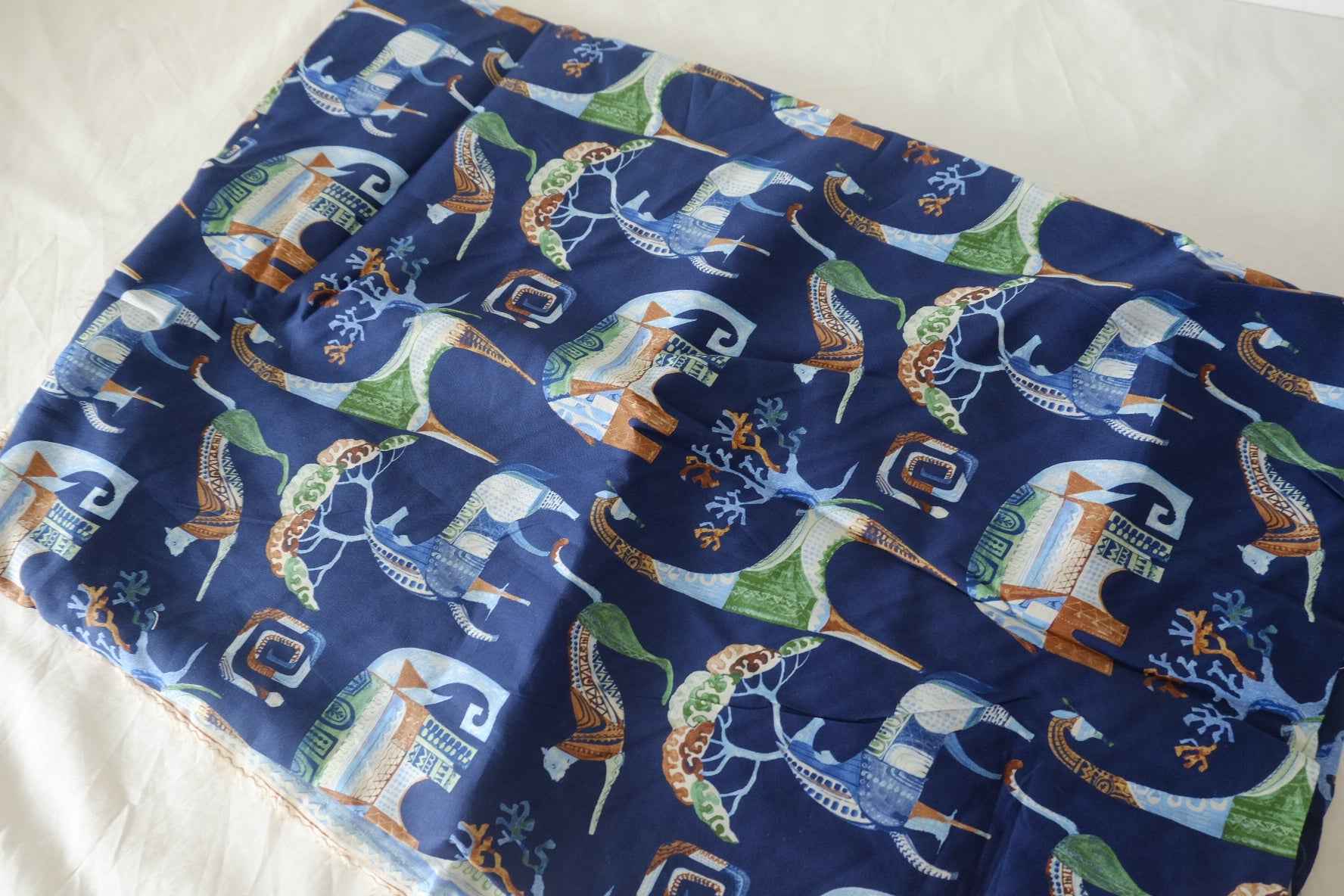 Navy Horse Print Border Cotton Fabric – 2.2 yd