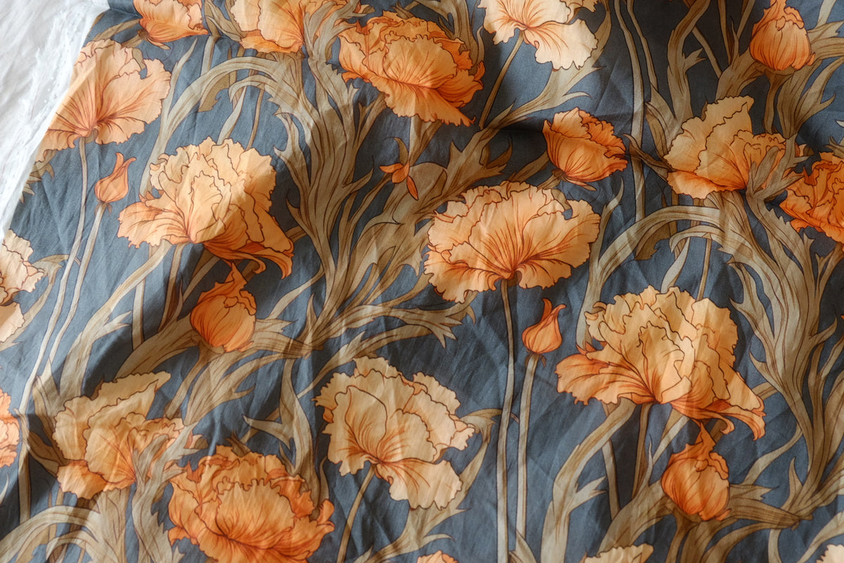 Golden Poppies Vintage Botanical Cotton Lawn – 1.53 yd