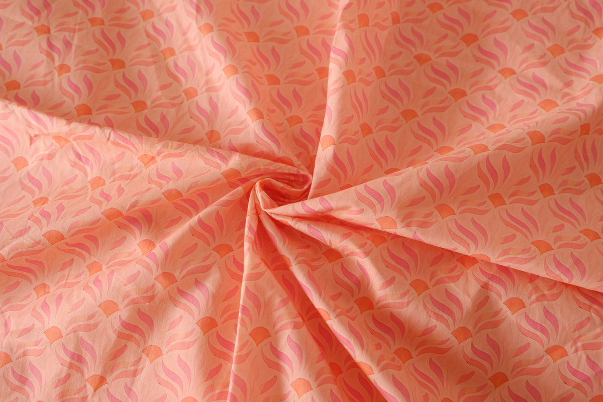 Coral Pink Geo Cotton Lawn — 1.09 yd