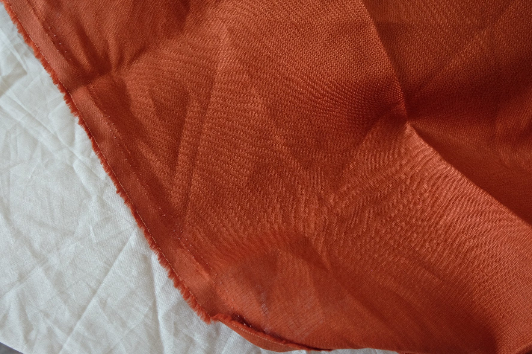 Heavy 17s Pure Linen Fabric in Rust Orange - 2.2 yd