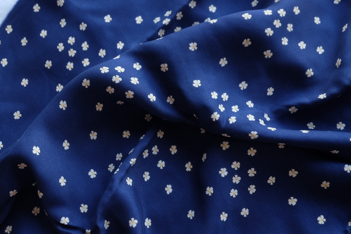 Enzyme-Washed Navy Floral Cupro – 2.7 yd