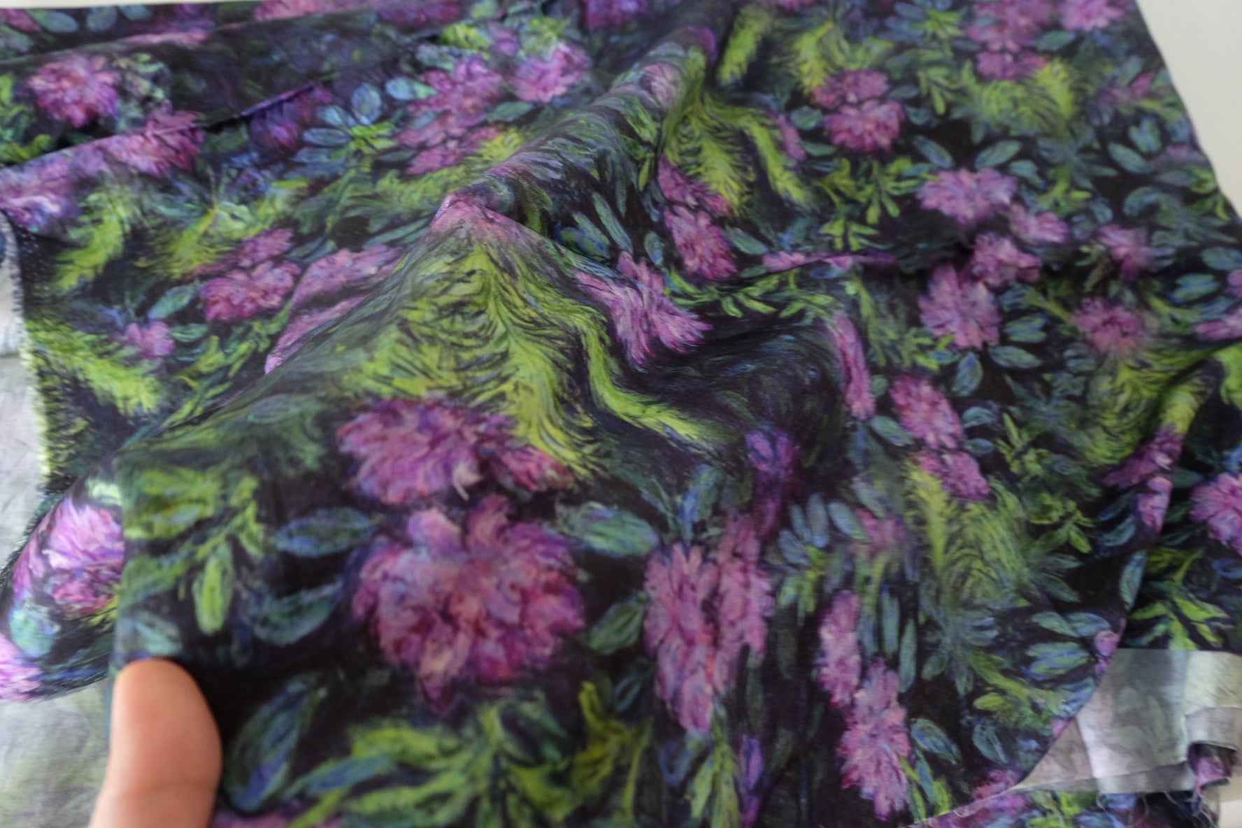 Dark Botanical Rayon Fabric – 3.3 yd