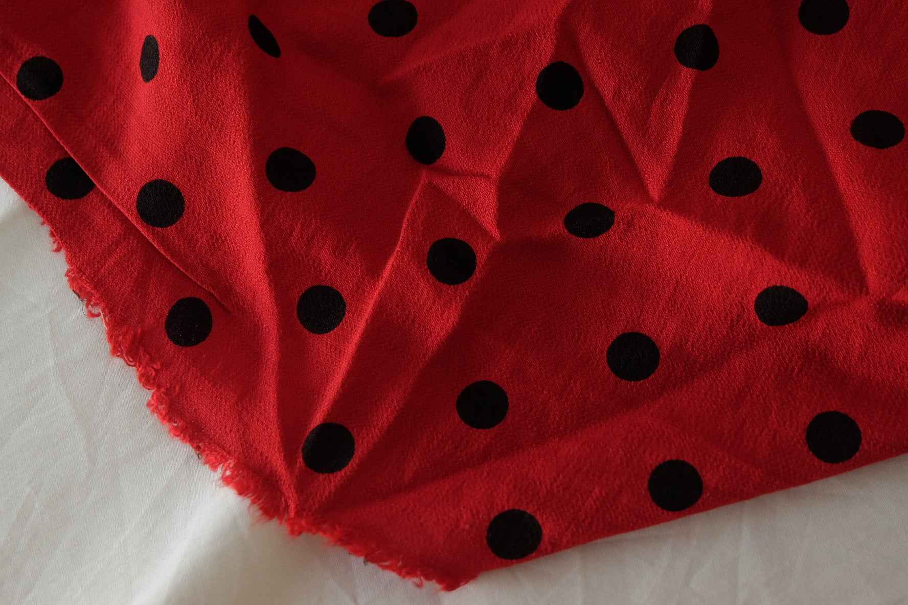 Red & Black Polka Dot Tencel Ramie Blend Fabric – 2.8 yd