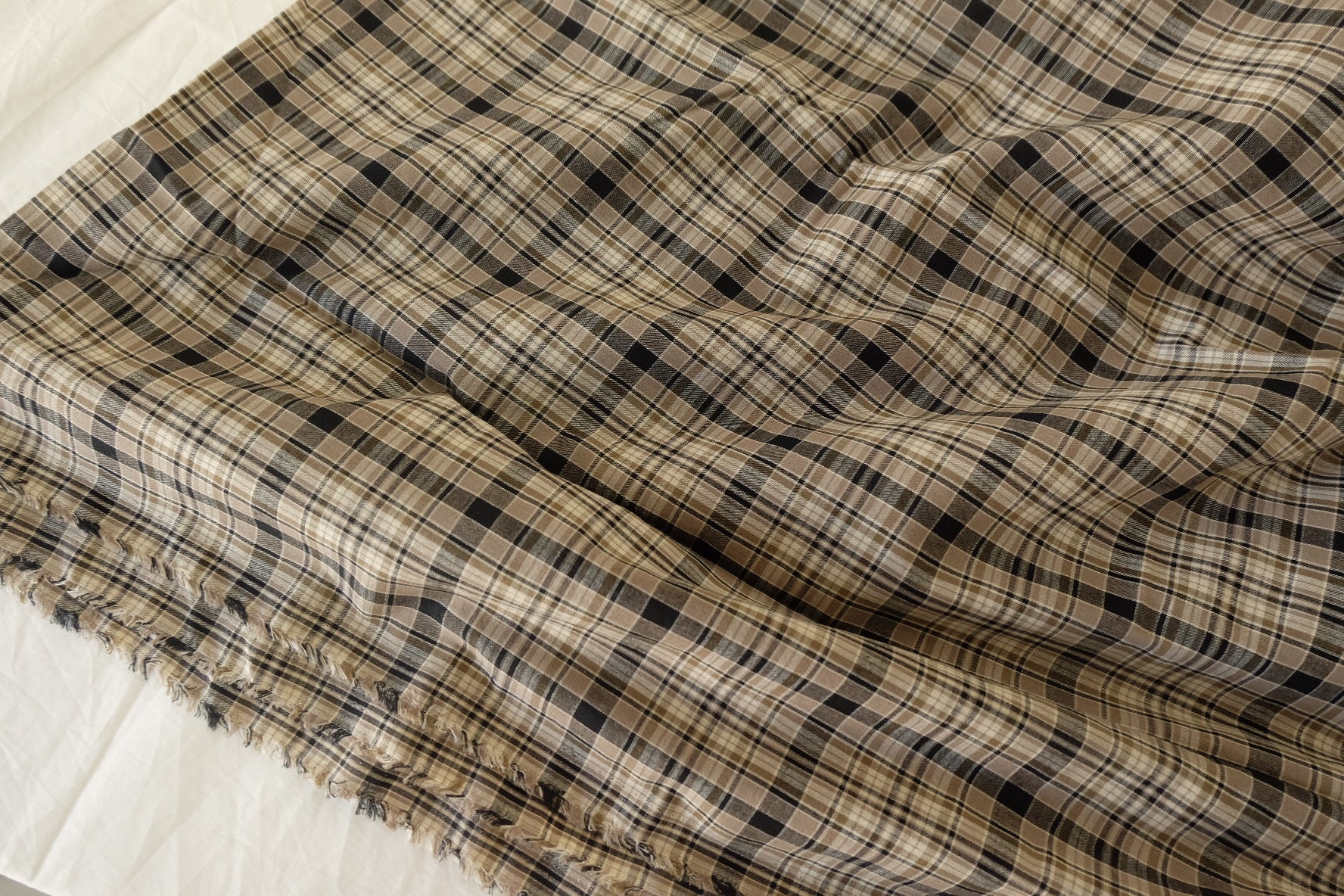 Brown Black Yarn-Dyed Plaid Cotton Fabric – 3.3 yd