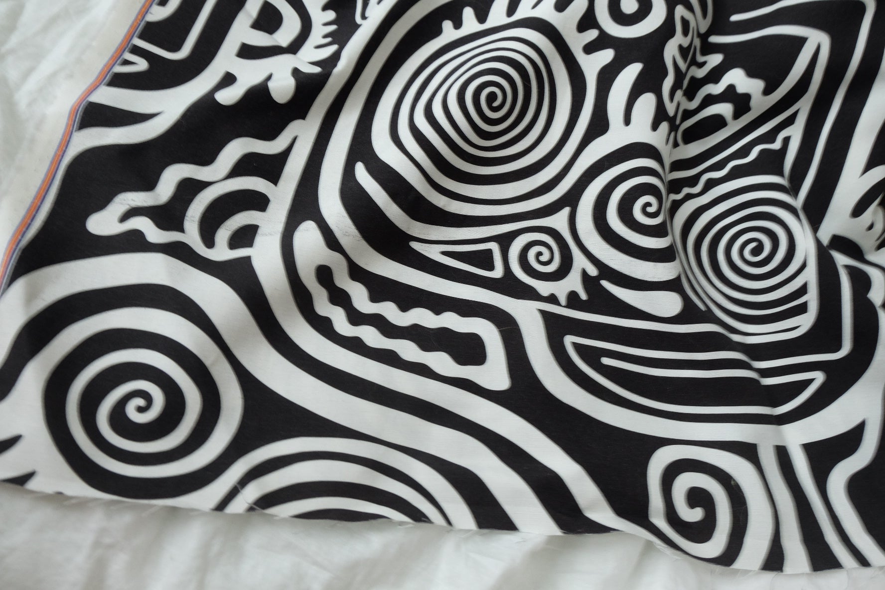 Black Abstract Linen-Cotton Designer Deadstock Fabric — 3.28 yd