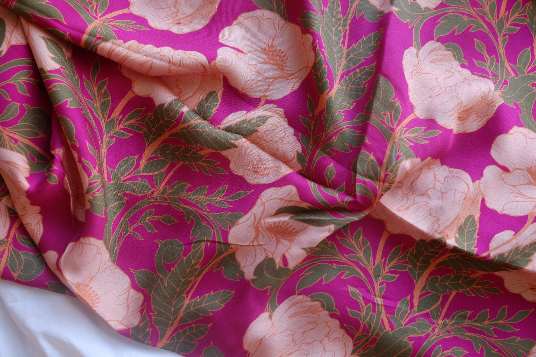 Fuchsia Botanical Cotton Rayon Sateen – 3.3 yd
