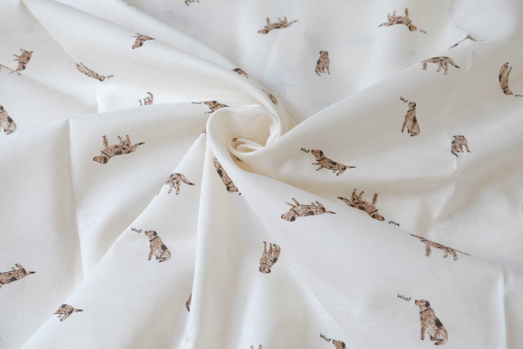Playful Puppy Cotton Fabric, Lightweight Soft Summer Weight, 3.28 Yards