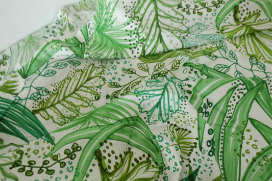 Green Botanical Sketch Cotton Poplin Fabric – 3 yd