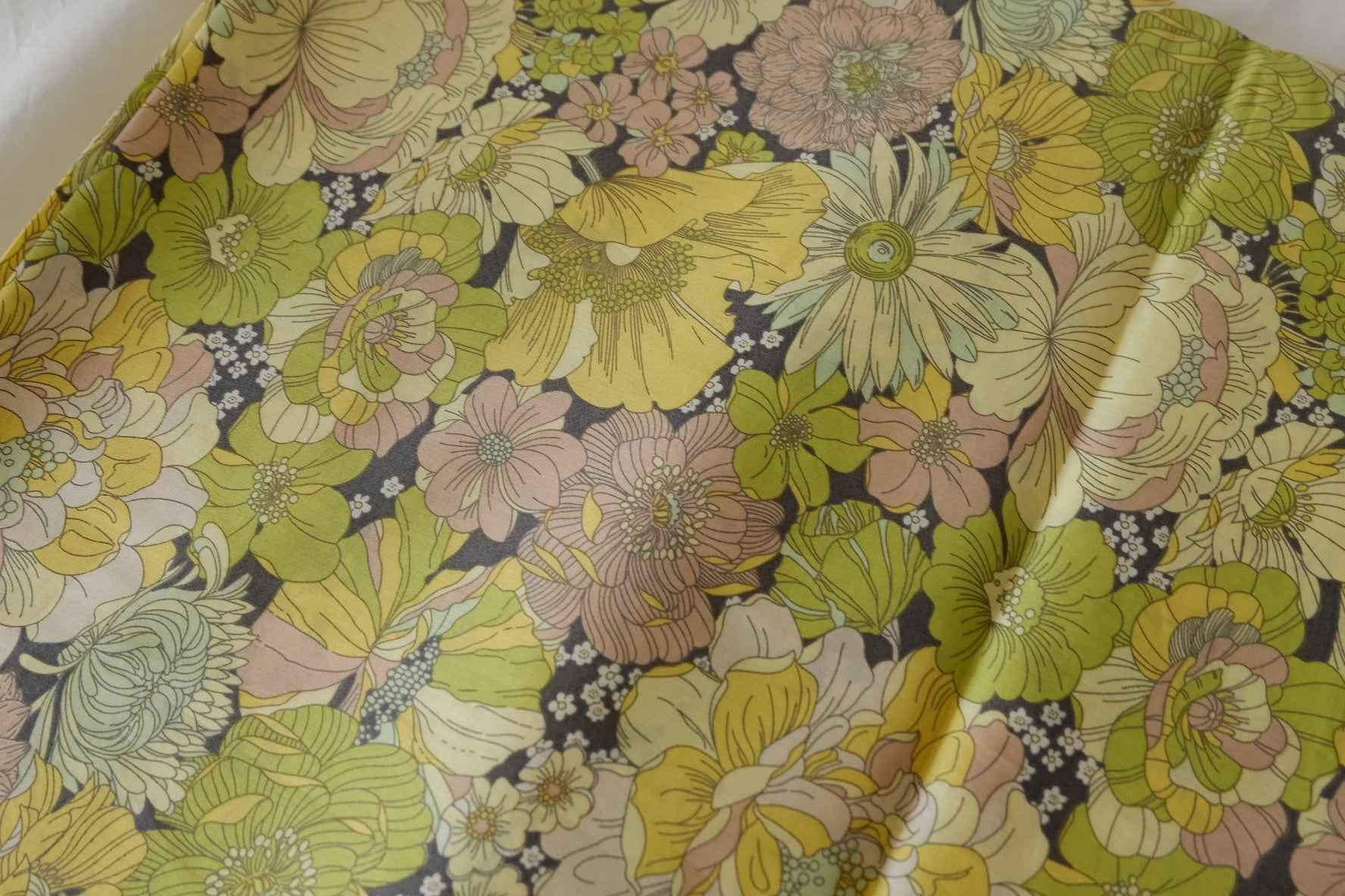 Vintage Olive Floral Cotton Lawn Fabric – 3.3 yd