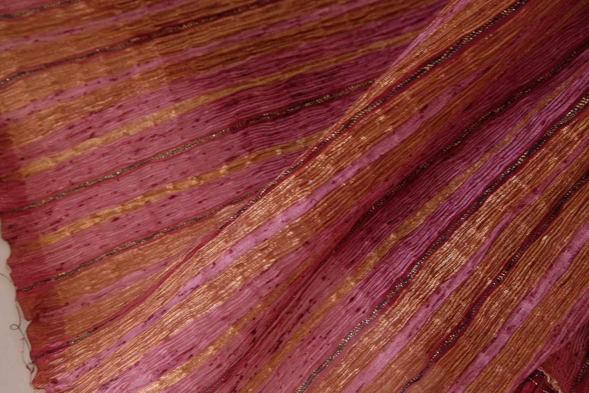 Rosewood & Gold Textured Silk Cotton Blend Fabric – 2 yd