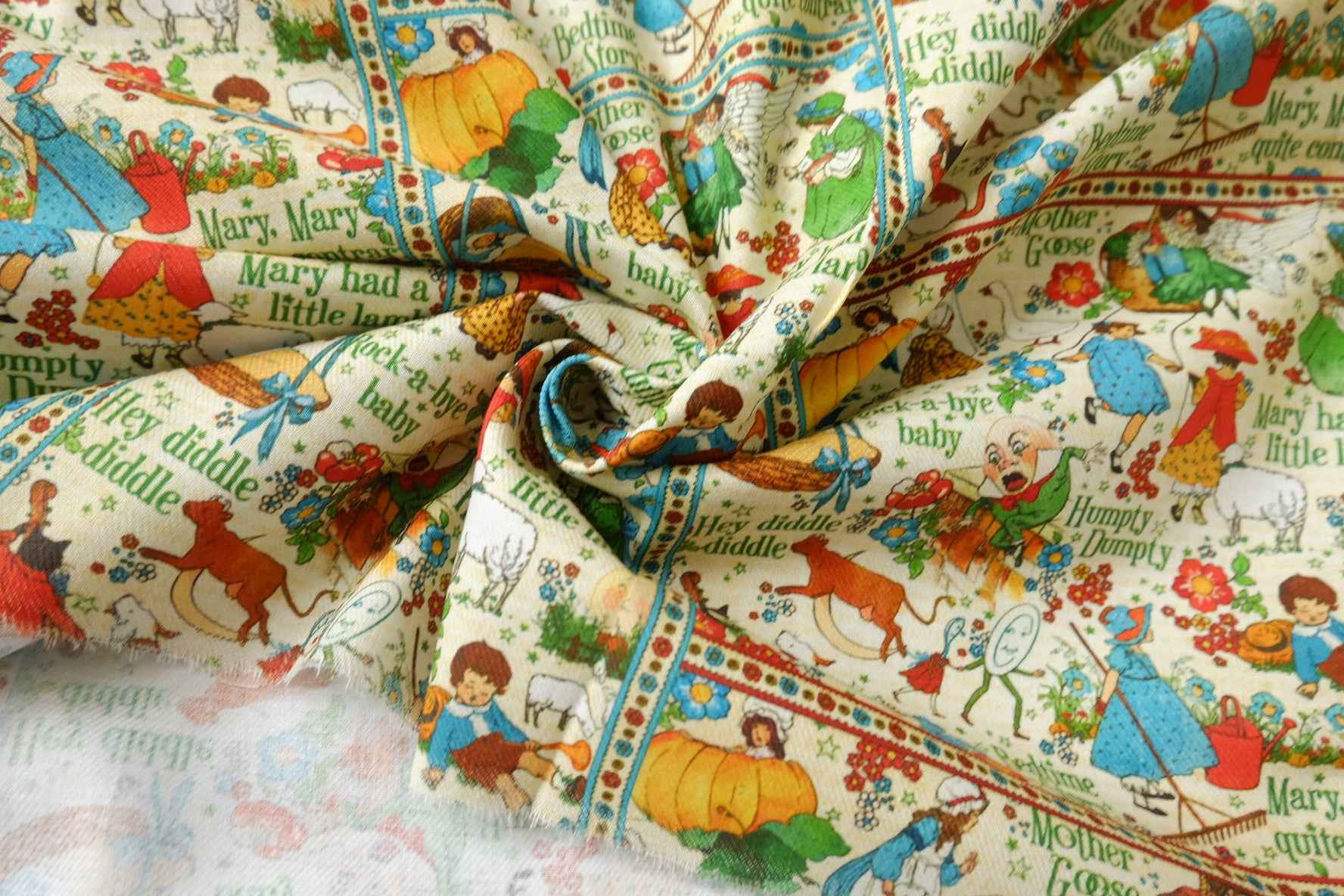 Nursery Rhyme Print Soft Cotton Twill — 2.19 yd Piece