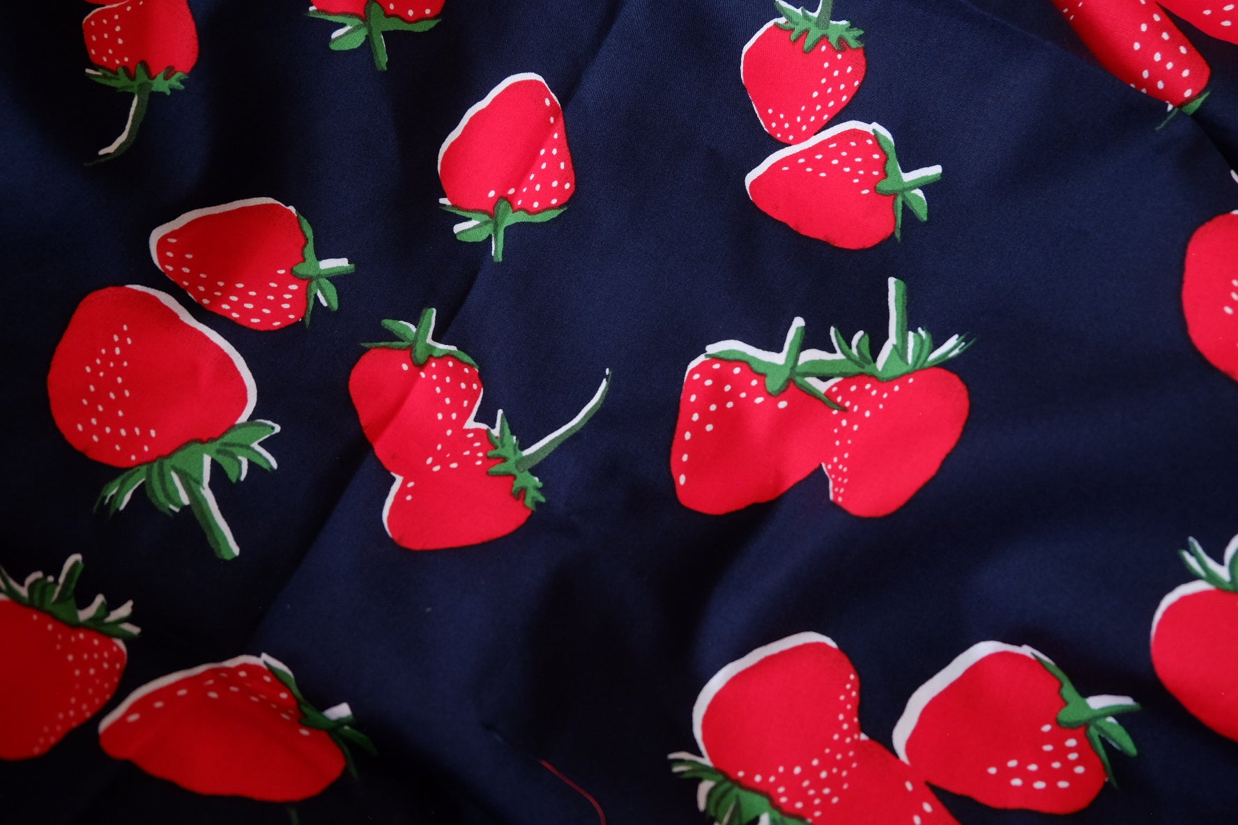 Strawberry Print High-Density Cotton Poplin Fabric, 3.28 Yards