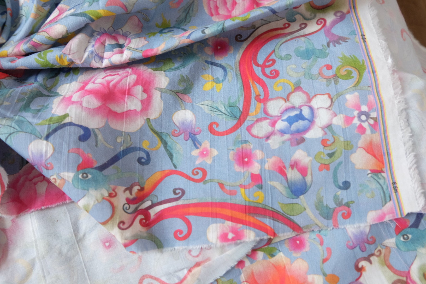 Fantasy Floral Bird Cotton Fabric – Soft 40s Summer Dress Fabric (2.19 yards)