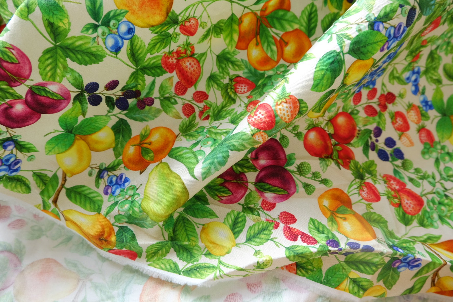 Bright Fruit Garden Stretch Cotton Twill Fabric - 2.62 yd