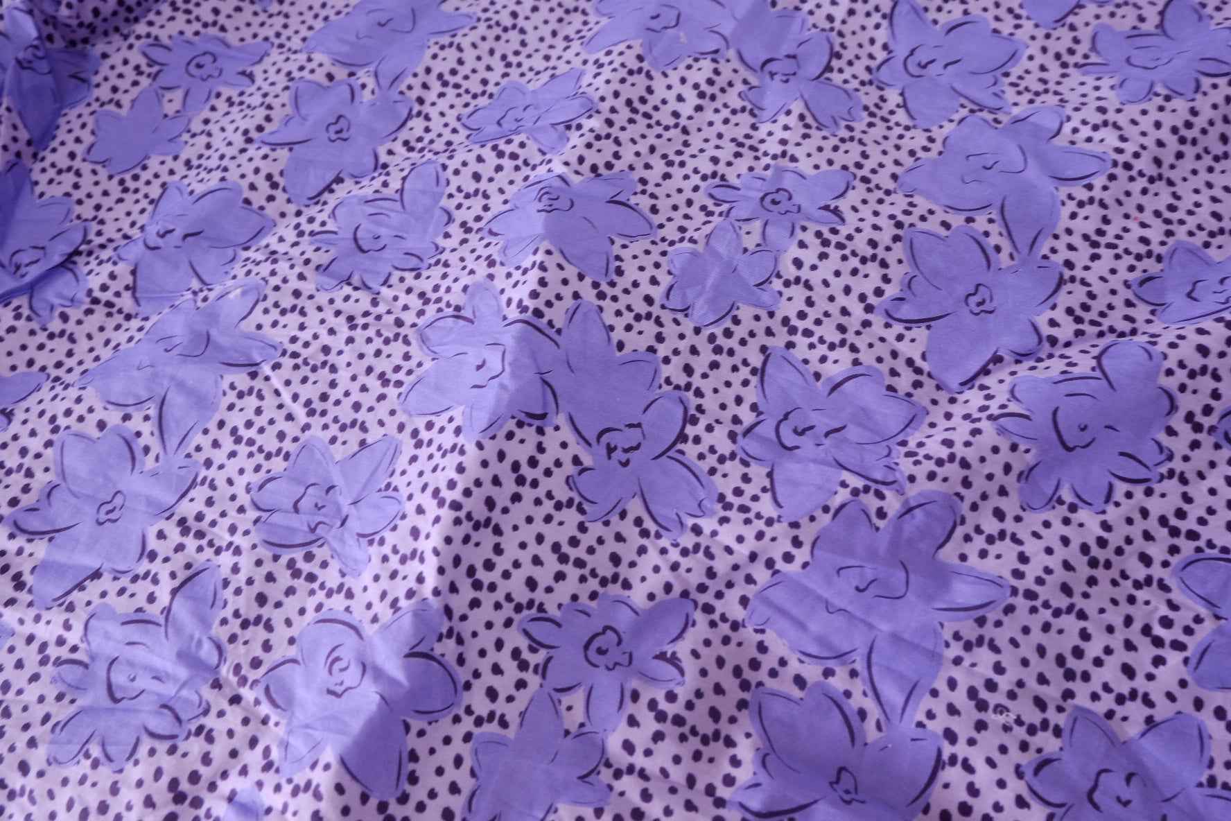 Purple Abstract Floral Cotton Fabric – 3.8 yd