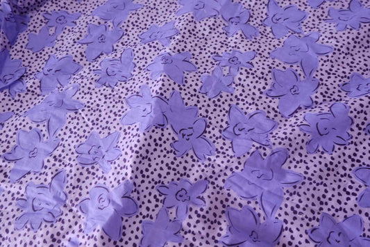 Purple Abstract Floral Cotton Fabric – 3.8 yd