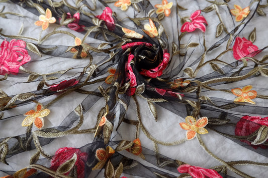 Heavy Embroidered Wide Tulle for Occasion Dresses 1.6 Yards