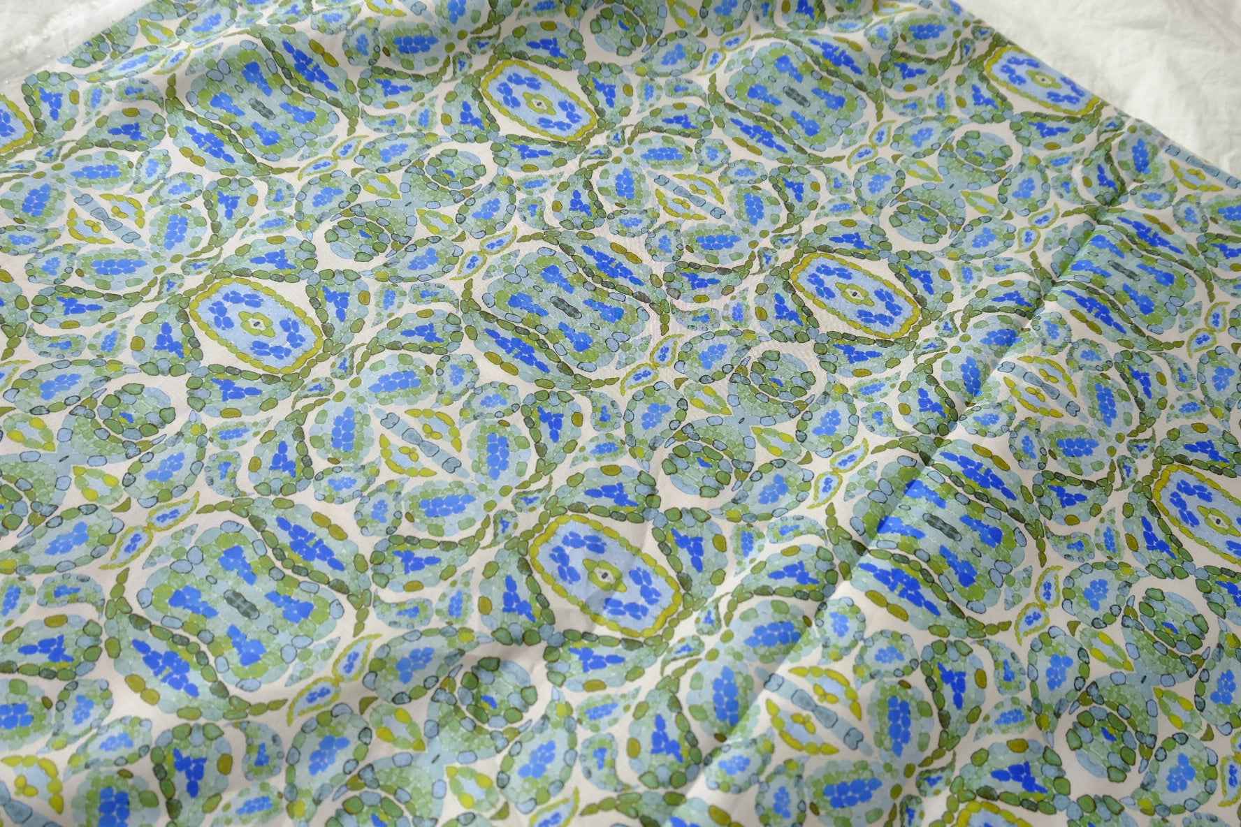 Blue-Green Cotton Lawn Fabric - 1.64 yd