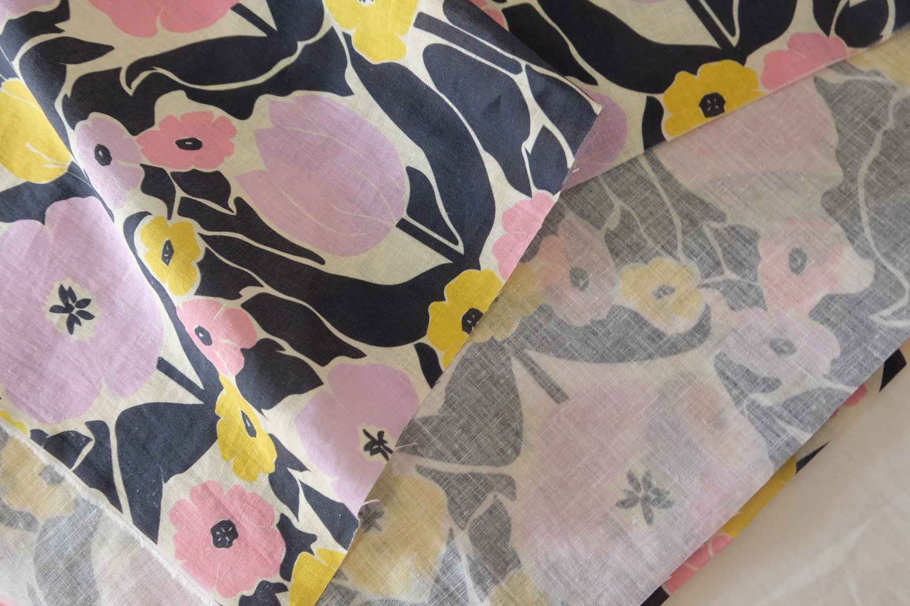 Retro Floral Pre-Shrunk Linen Cotton Blend — 1.64 yd