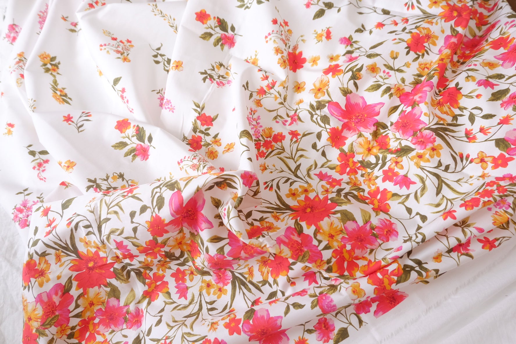 Bright Border Floral Cotton Poplin, 3.3 Yards