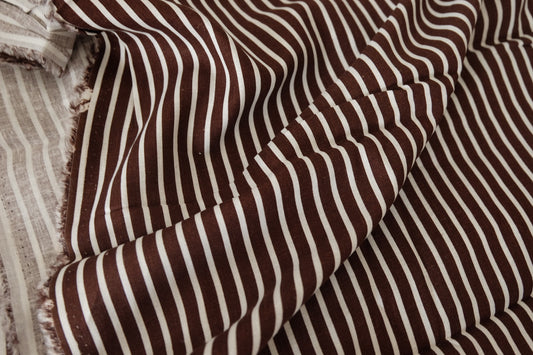 Brown Stripe Ramie Cotton Fabric – 2.2 yd
