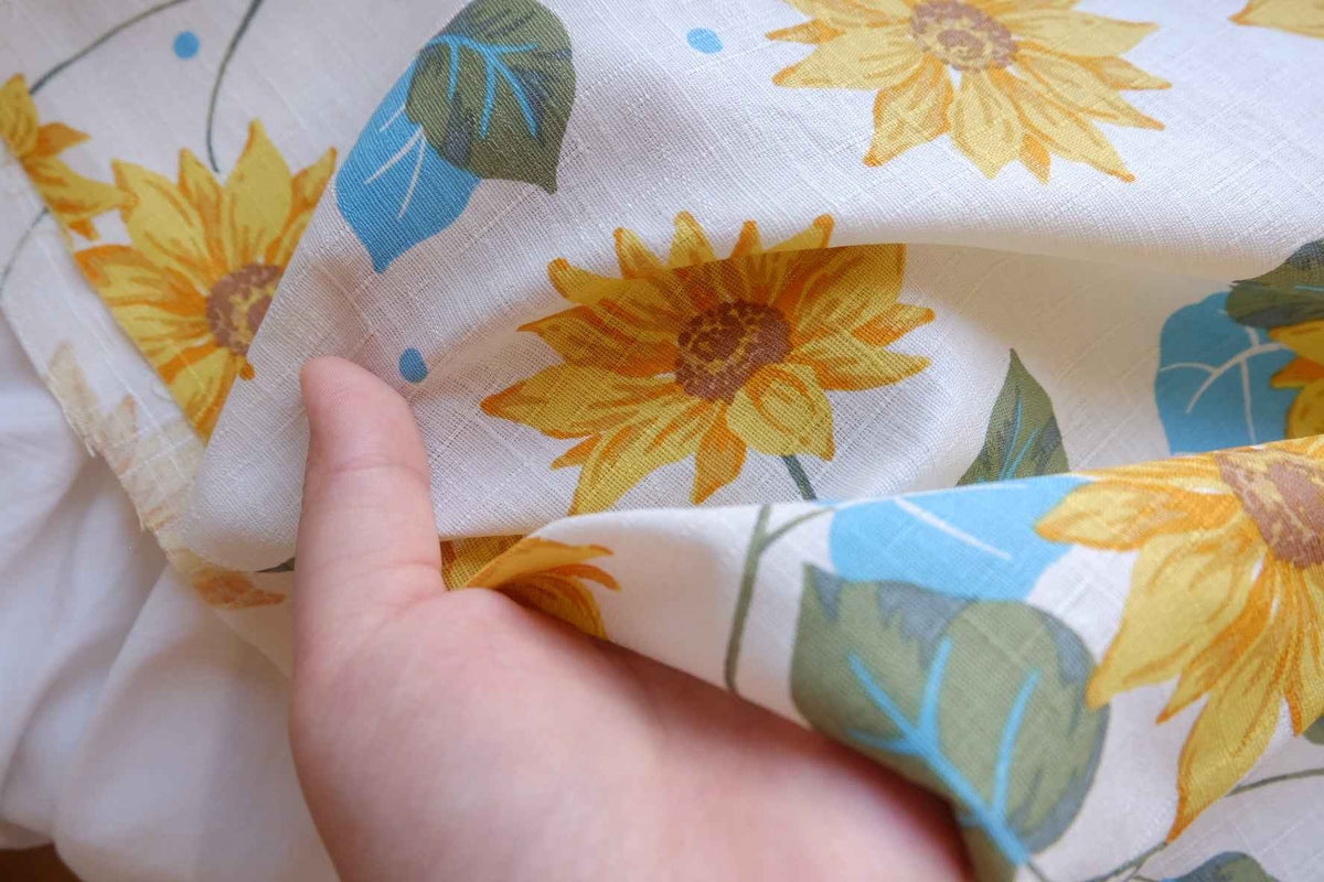 Golden Sunflower Linen Cotton Blend Fabric – 2.19 yd