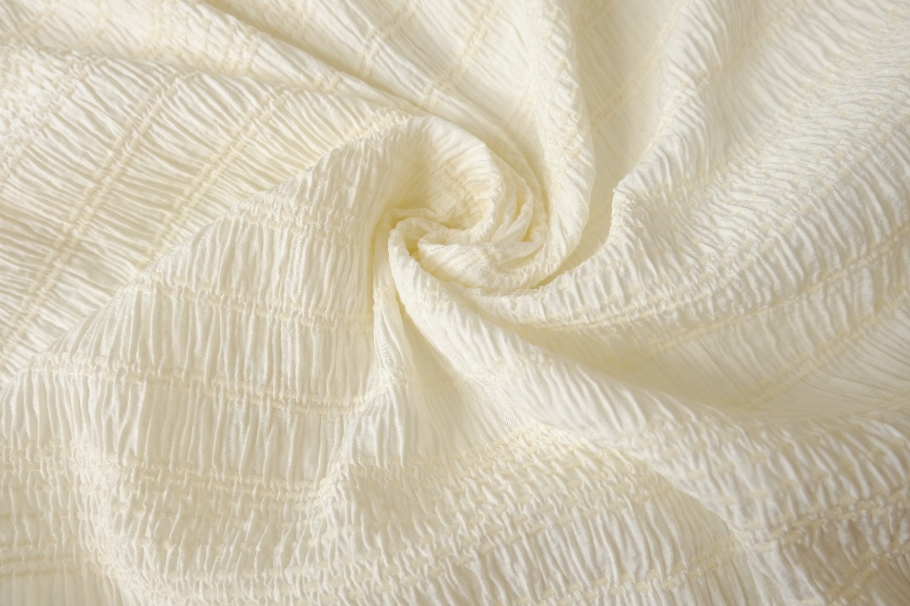Textured Cream Tencel Cotton Crinkle Fabric - 1.64 yd