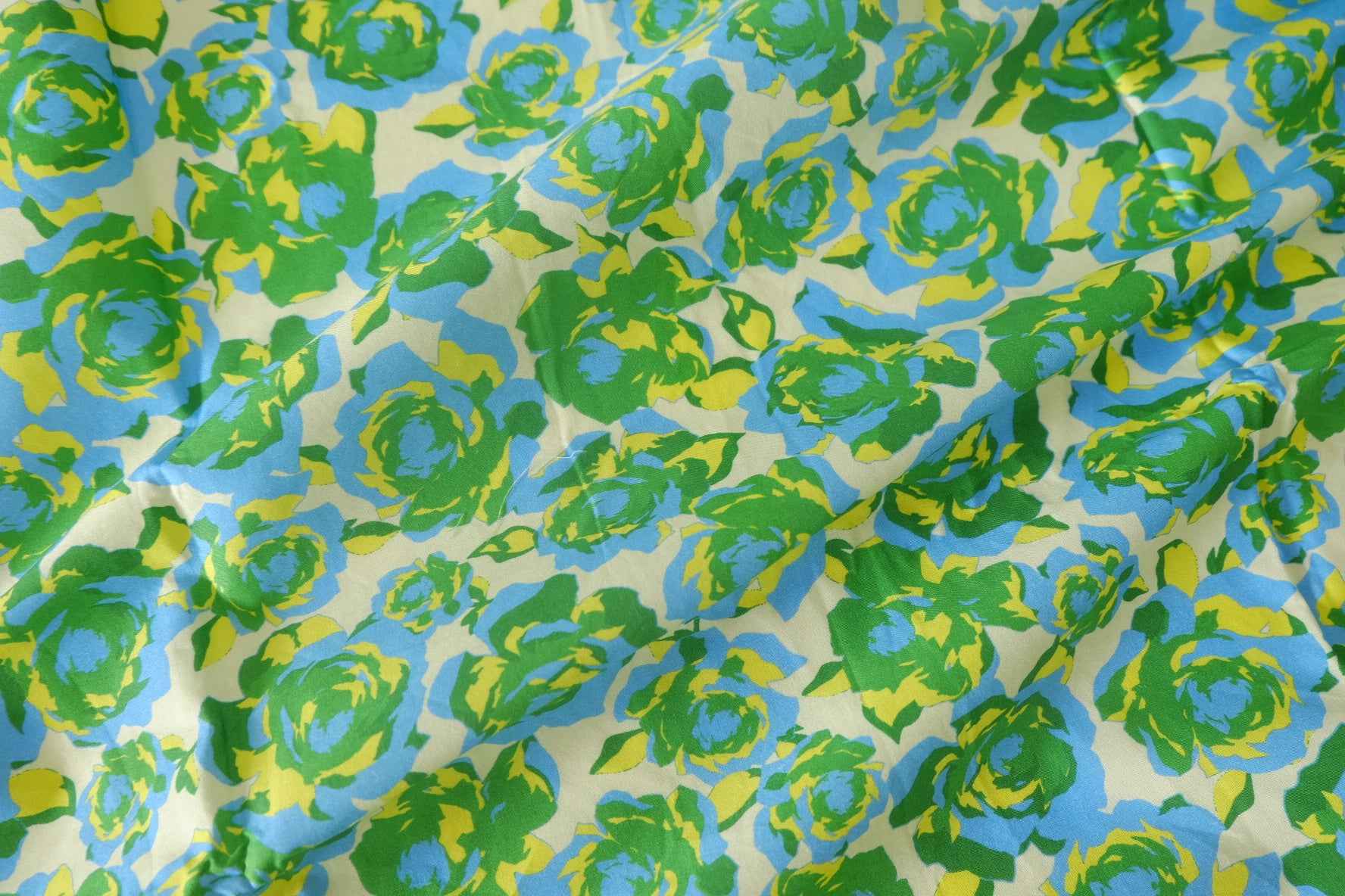 Blue Green Rose 60s Cotton Poplin Fabric – 3.3 Yards