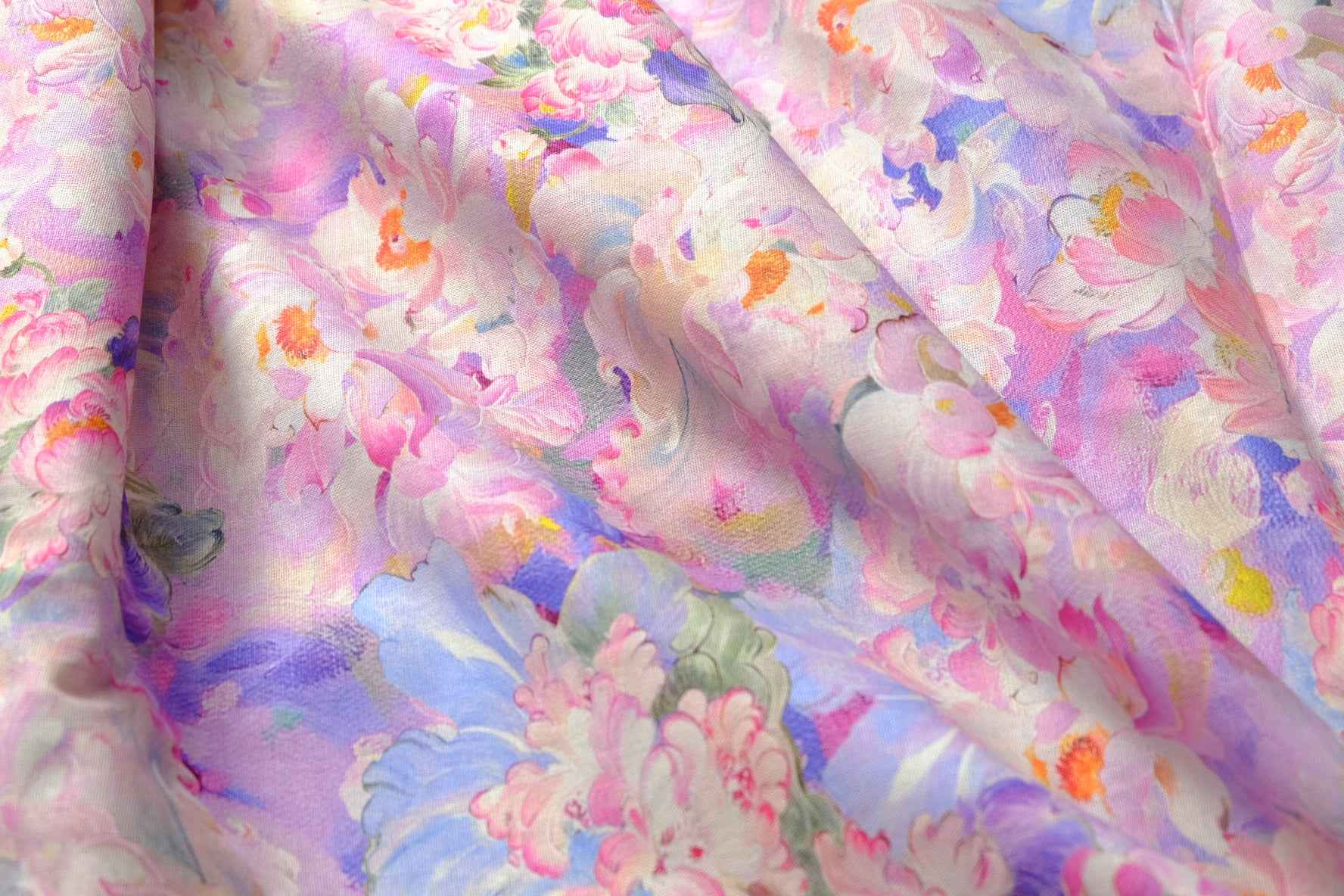 Pastel Floral Cotton Fabric, Soft 20s Dress Weight, 3.28 Yards