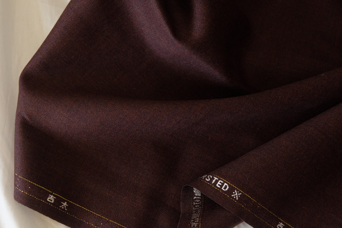 Dark Coffee Mélange – Yarn-Dyed Pure Wool Suiting – 2.2 yd