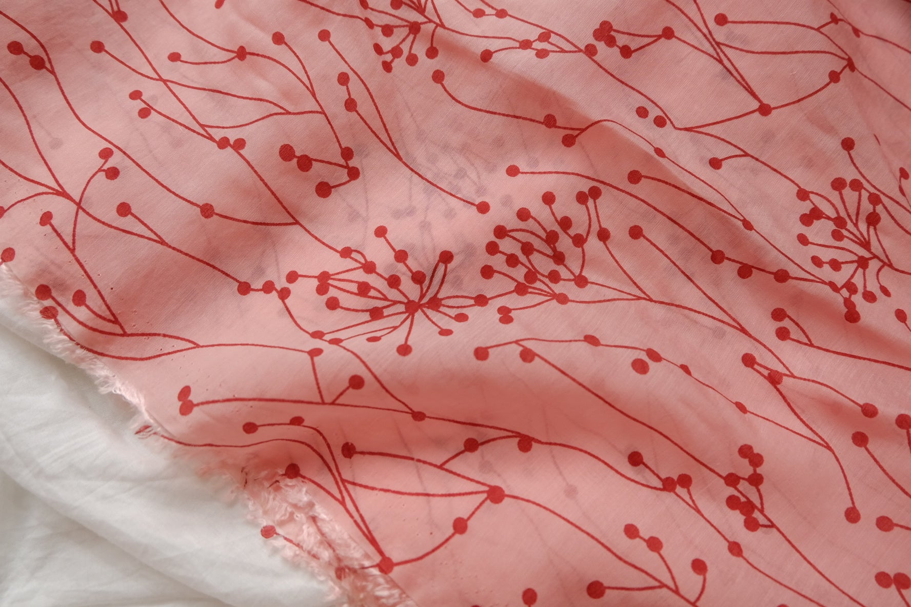 Sheer Tencel Mesh, Floating Berry Print, 2.2 Yards