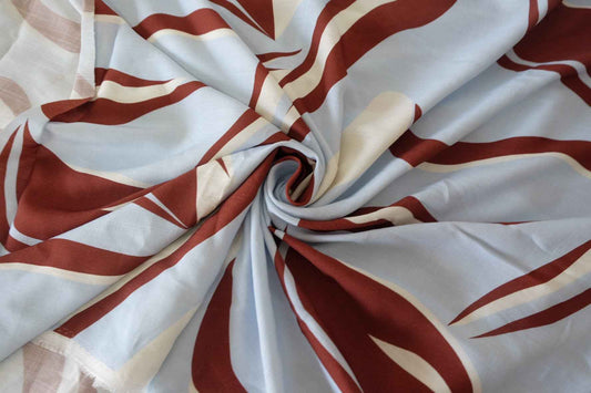 Abstract Leaf Slub Rayon Challis Fabric-1.64 yd