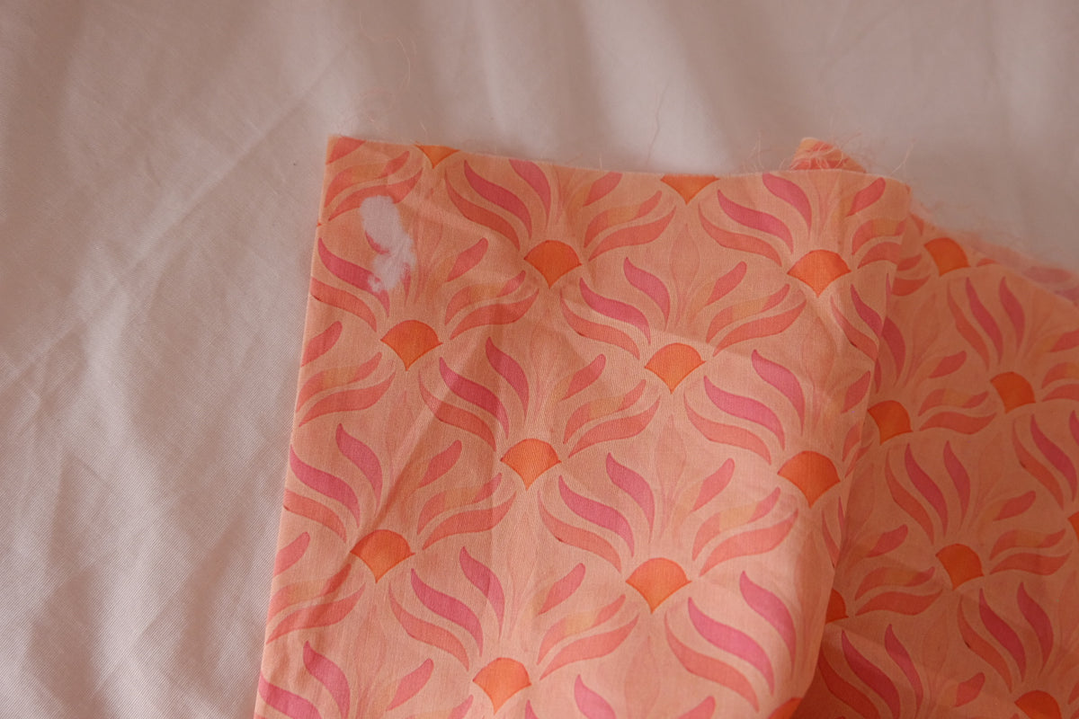 Coral Pink Geo Cotton Lawn — 1.09 yd