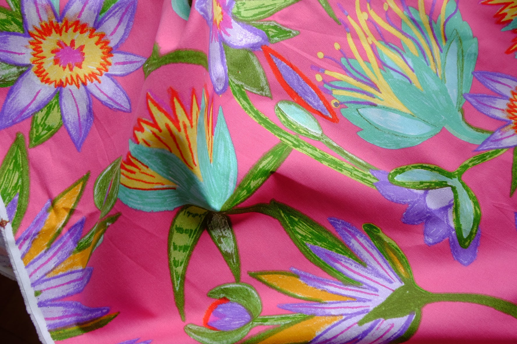 Pink Botanical Cotton Linen Canvas – 3.3 yd