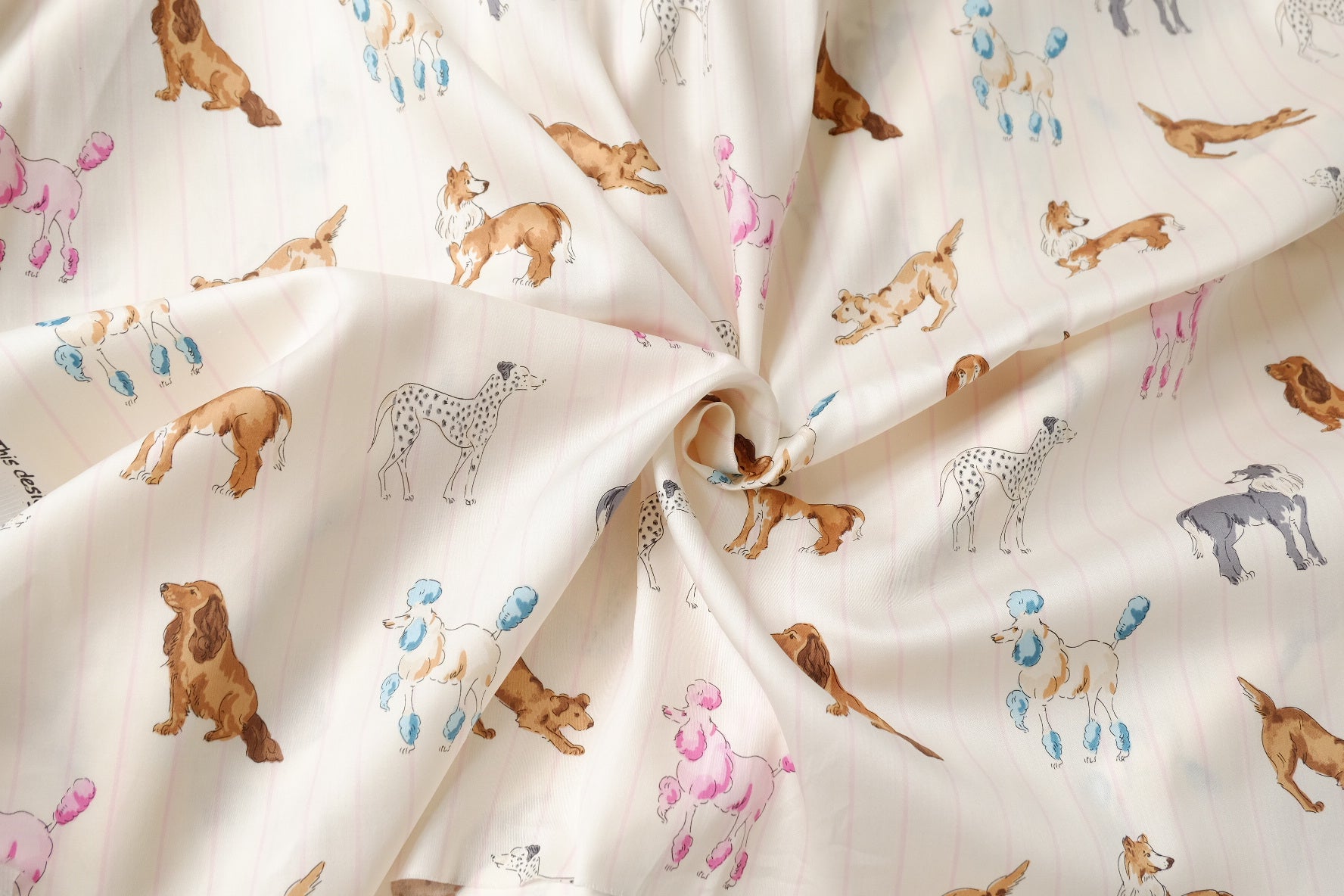 Playful Dog Cotton Sateen Fabric, Silky Lightweight 80s Cotton, 3.28 Yards