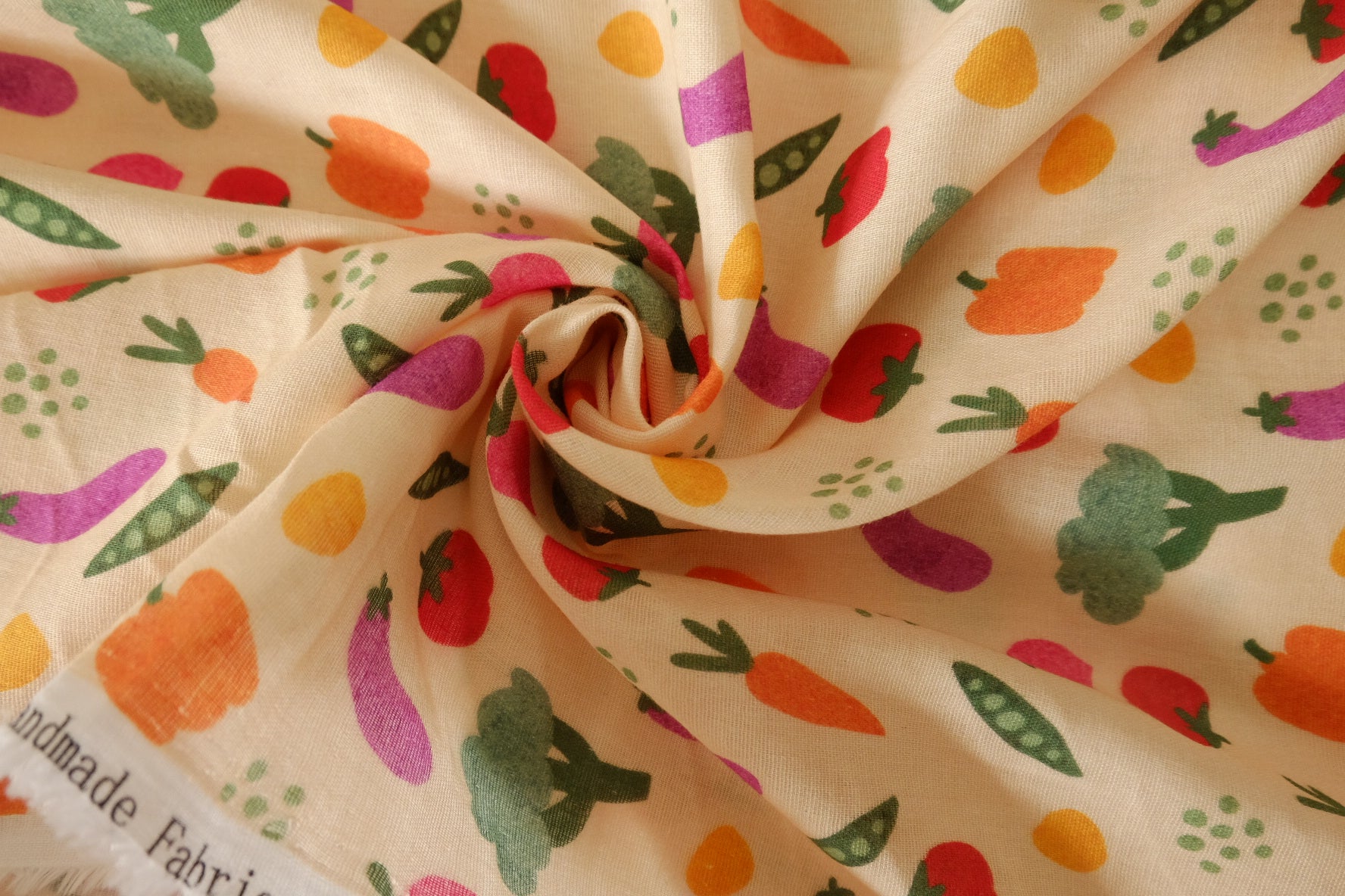 Vegetable Print Soft Cotton Double Gauze Fabric - 1.6 yd