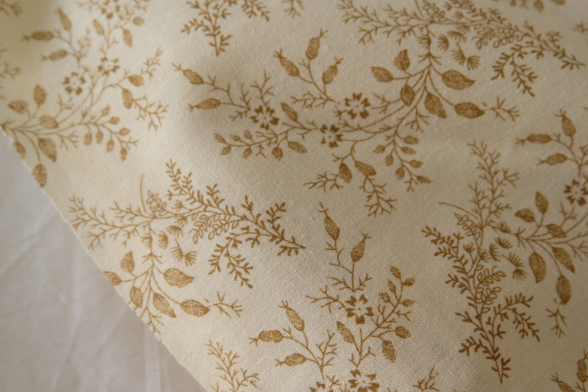 Brown Botanical Linen Cotton Fabric – 1.6 yd