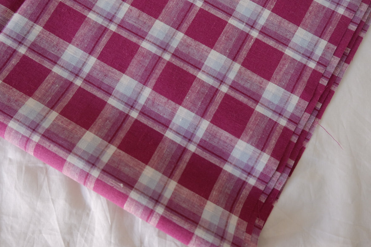 Raspberry Sorbet Yarn-Dyed Linen Cotton Plaid – 2.2 yd