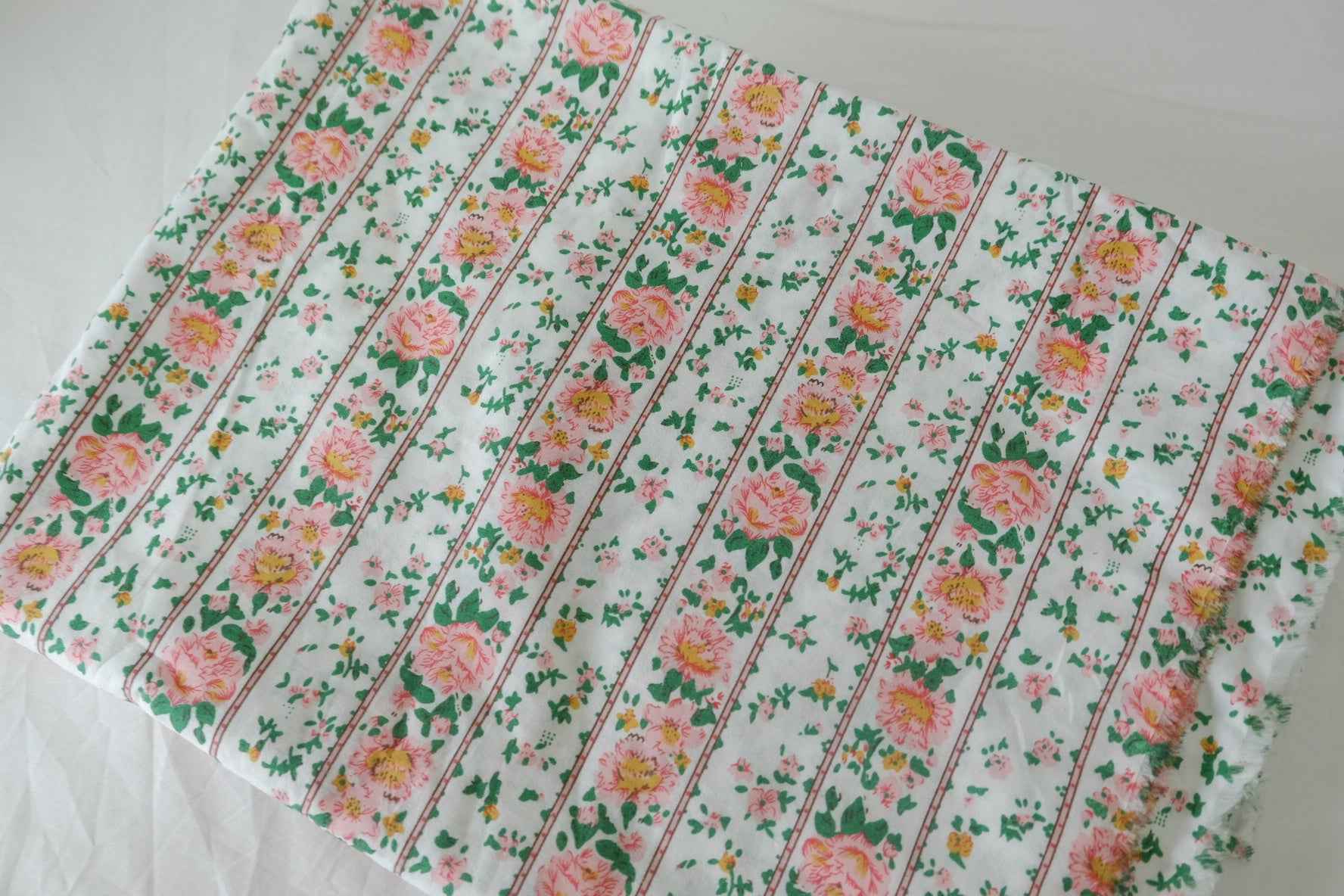 Vintage Rose Stripe Cotton Poplin Fabric – 3.3 yd