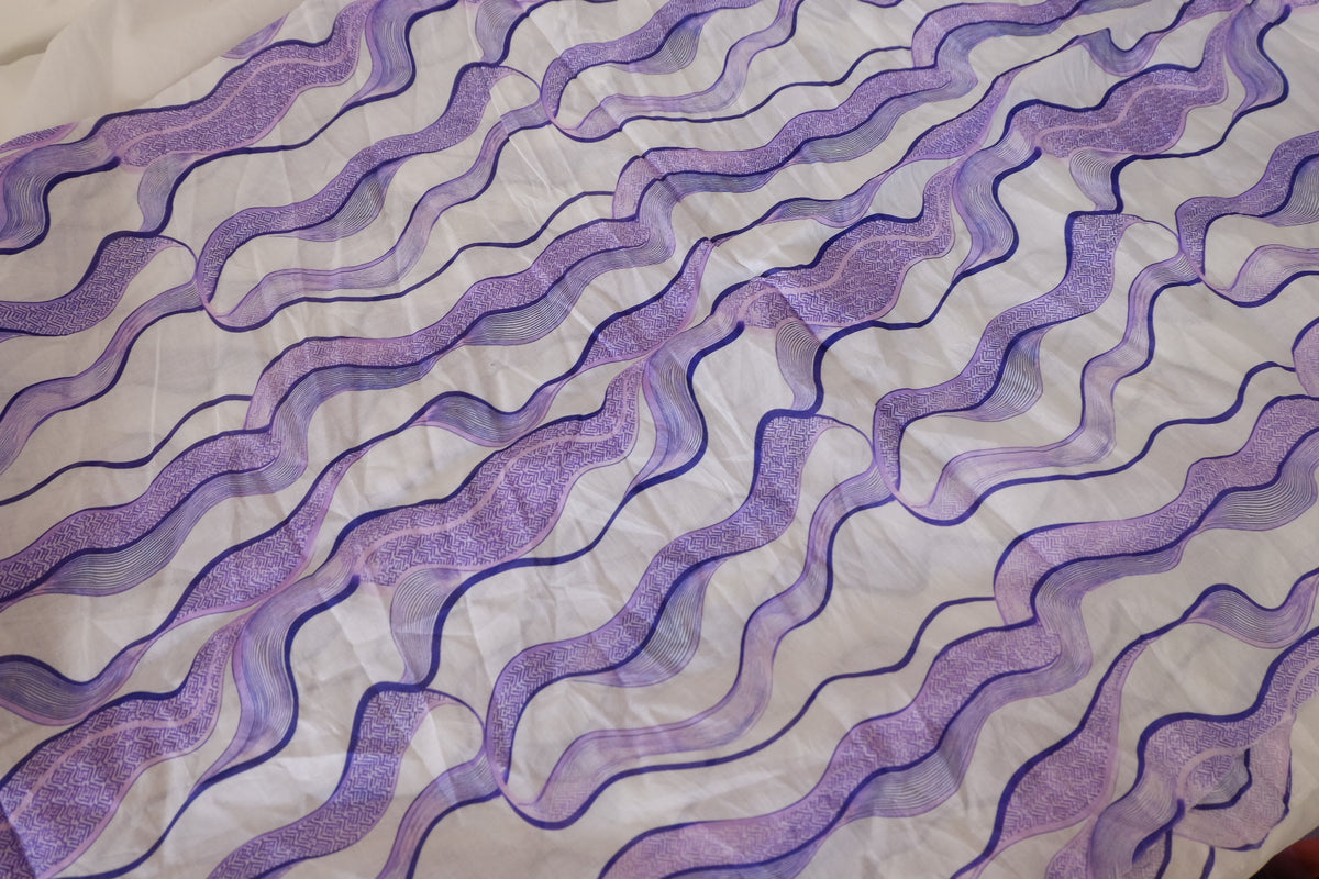 Lavender Waves – Abstract Print Cotton Voile Fabric | 2.2 Yards