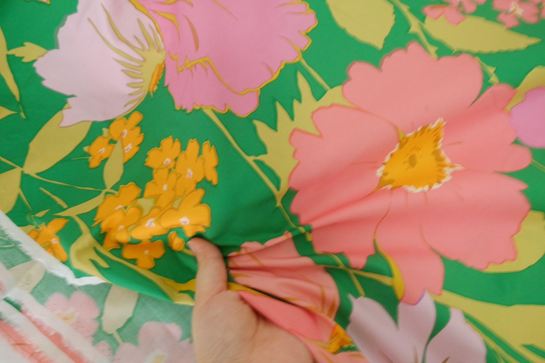 Bold Green Garden Floral Cotton Fabric – 2.2 yd