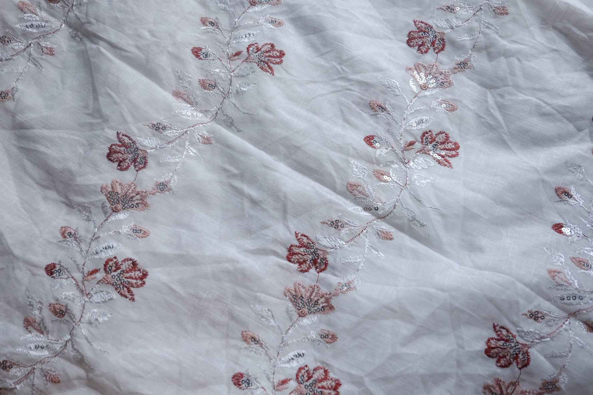 Sequin Floral Embroidered Tencel-Linen Blend — 1.7 yd