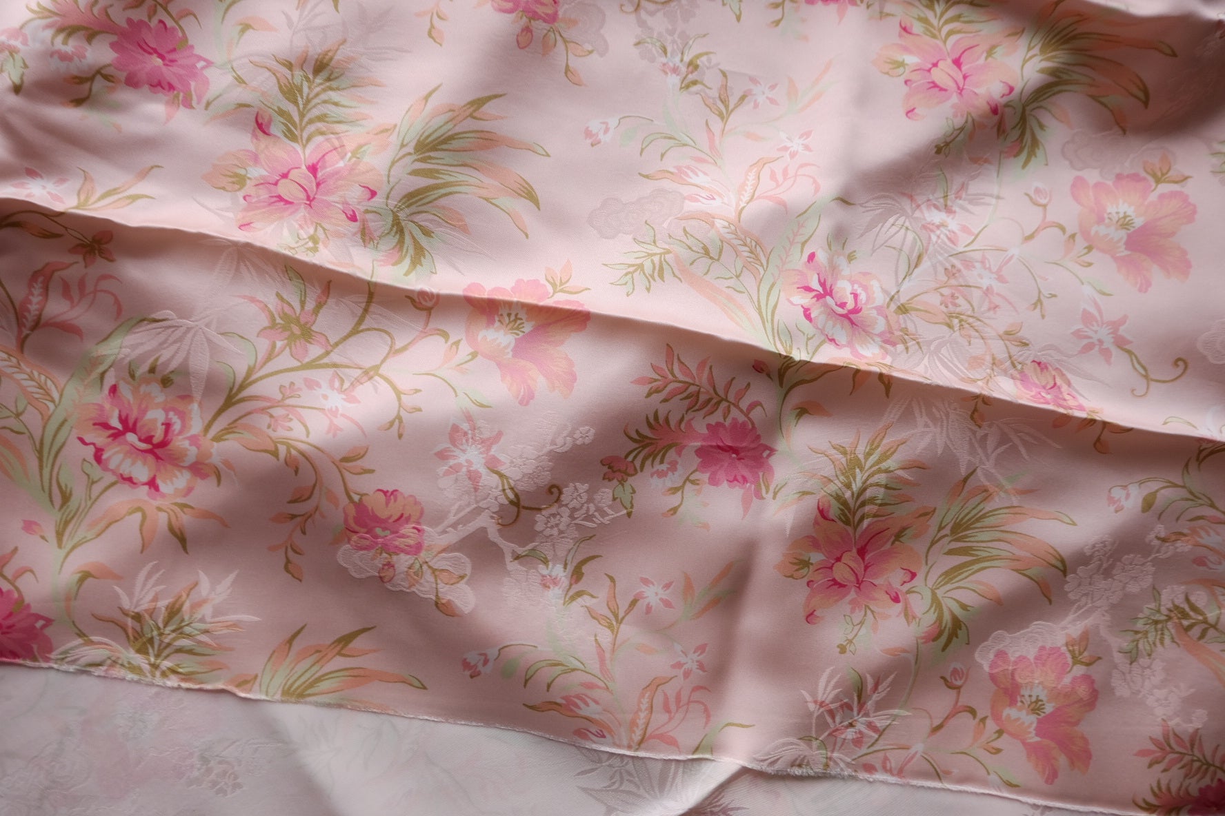 Blush Floral Viscose Jacquard Satin – 2.2 yd