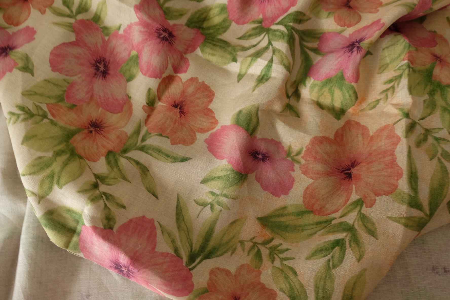 Pink Floral Pure Linen Fabric – 1.6 yd
