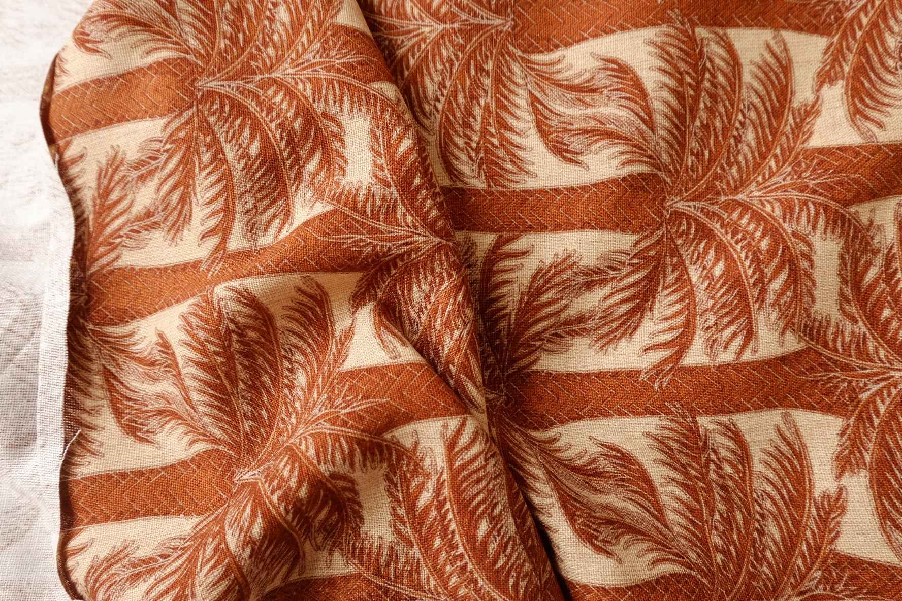 Terracotta Palm Linen Fabric, Soft Midweight Resort Weight, 1.64 Yards