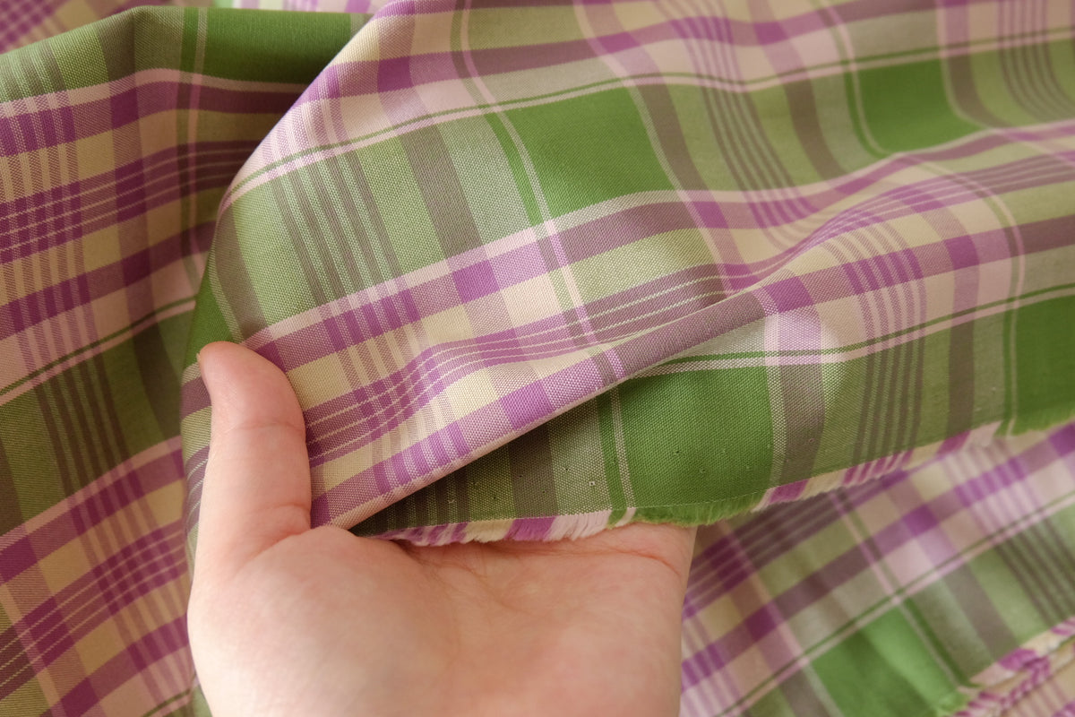 Olive Lilac Yarn-Dyed Cotton Plaid – 2.2 yd