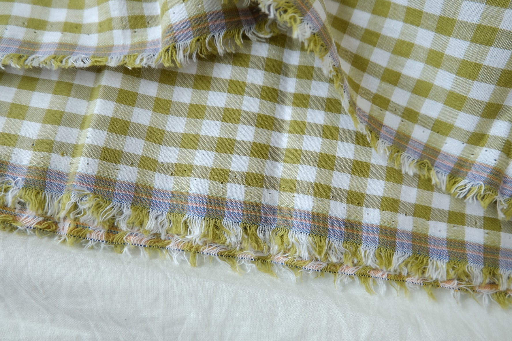 Olive Gingham Cotton, 3.28 Yards